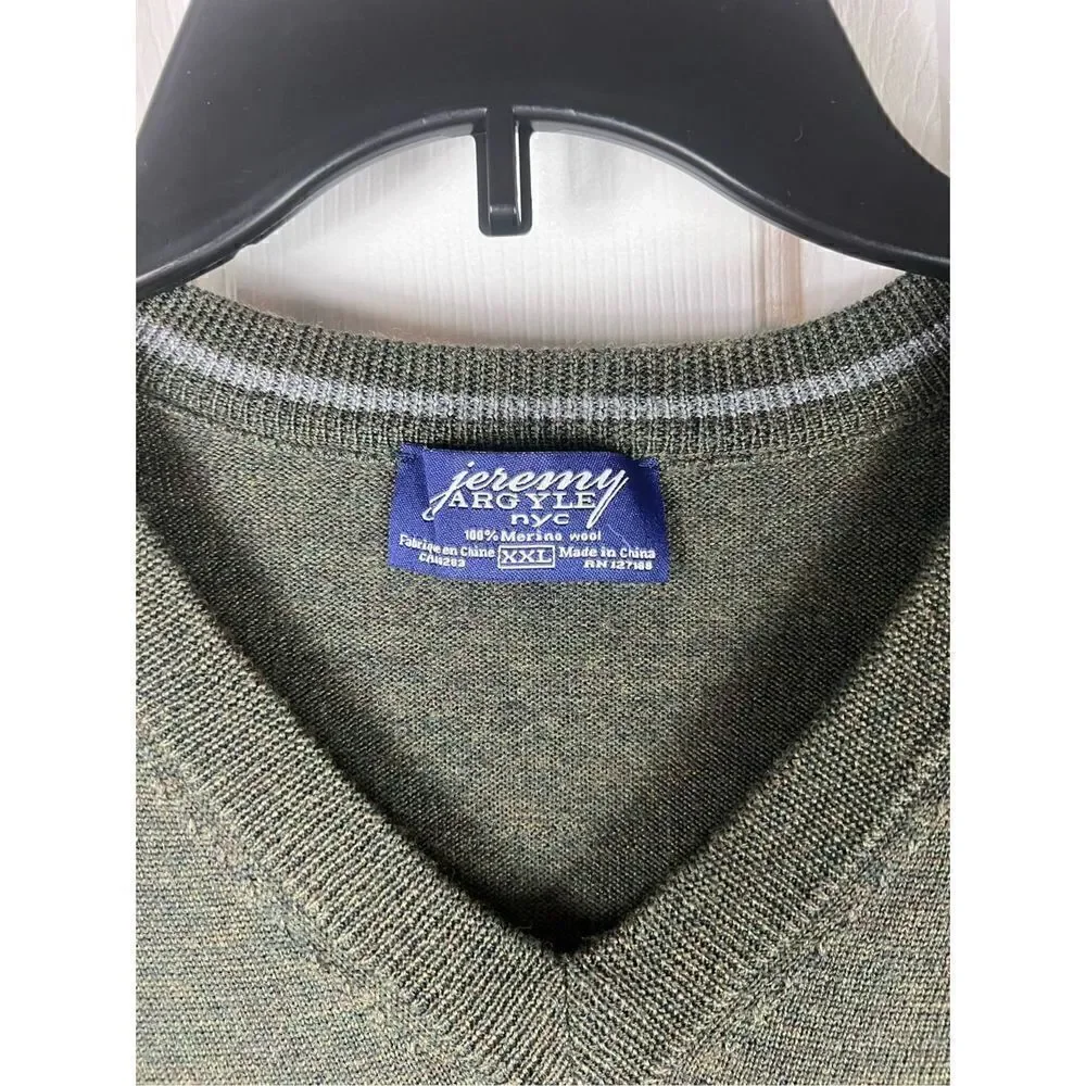 Jeremy Argyle NYC Merino Wool Green Sweater Size XXL